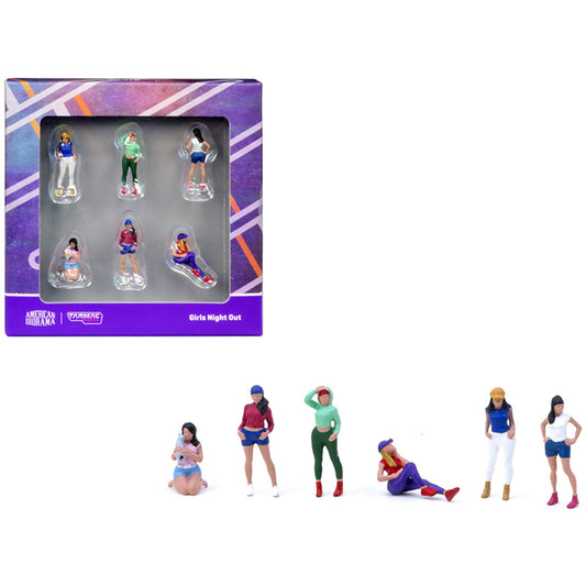 "Girls Night Out" 6 Piece Diecast Figure Set for 1/64 scale models by Tarmac Works & American Diorama