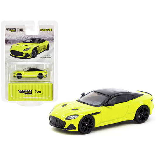 Aston Martin DBS Superleggera Yellow Metallic with Black Top "Global64" Series 1/64 Diecast Model Car by Tarmac Works