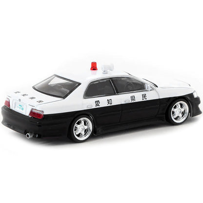 Toyota Vertex Chaser JZX100 RHD (Right Hand Drive) Japanese Police Black and White "Global64" Series 1/64 Diecast Model Car by Tarmac Works