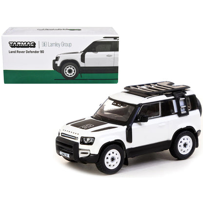 Land Rover Defender 90 White Metallic with Roof Rack "Lamley Special Edition" "Global64" Series 1/64 Diecast Model by Tarmac Works