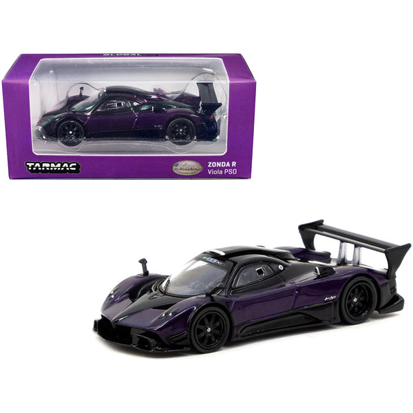 Pagani Zonda R Viola PSO Metallic and Black "Global64" Series 1/64 Diecast Model Car by Tarmac Works