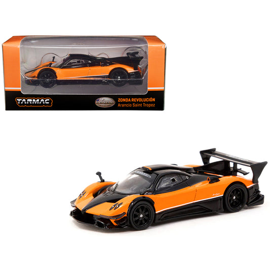 Pagani Zonda Revolucion Arancio Saint Tropez Orange and Black "Global64" Series 1/64 Diecast Model by Tarmac Works