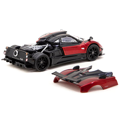 Pagani Zonda Cinque Bianco Rosso Dubai Red Metallic and Black "Global64" Series 1/64 Diecast Model by Tarmac Works