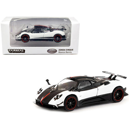 Pagani Zonda Cinque Bianco Benny White and Black "Global64" Series 1/64 Diecast Model Car by Tarmac Works