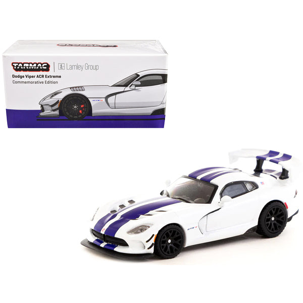 Dodge Viper ACR Extreme Commemorative Edition White with Blue Stripes "Lamley Group Special Edition" "Global64" Series 1/64 Diecast Model Car by Tarmac Works