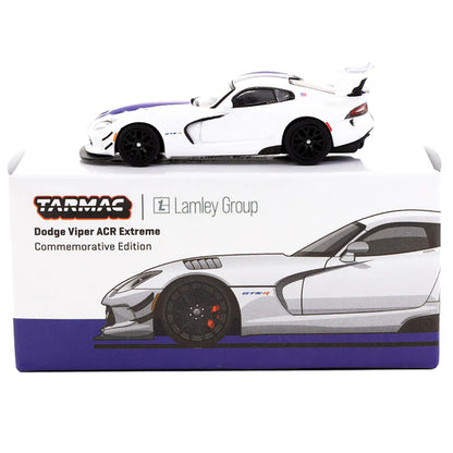 Dodge Viper ACR Extreme Commemorative Edition White with Blue Stripes "Lamley Group Special Edition" "Global64" Series 1/64 Diecast Model Car by Tarmac Works