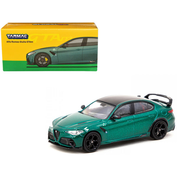 Alfa Romeo Giulia GTAm Green Metallic with Black Top "Global64" Series 1/64 Diecast Model by Tarmac Works