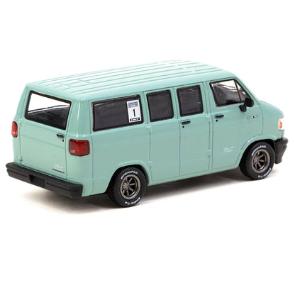 Dodge RAM 150 Van Light Green with Black Hood "Global64" Series 1/64 Diecast Model Car by Tarmac Works