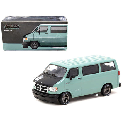 Dodge RAM 150 Van Light Green with Black Hood "Global64" Series 1/64 Diecast Model Car by Tarmac Works