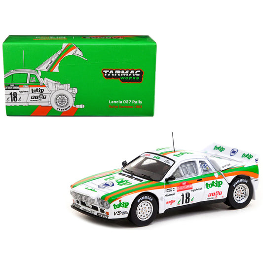 Lancia 037 Rally #18 Miki Biasion - Tiziano Siviero "Rallye Sanremo" (1983) "Hobby64" Series 1/64 Diecast Model Car by Tarmac Works