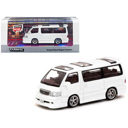 Toyota Hiace Wagon Custom Van RHD (Right Hand Drive) White "Special Edition" "Road64" Series 1/64 Diecast Model Car by Tarmac Works