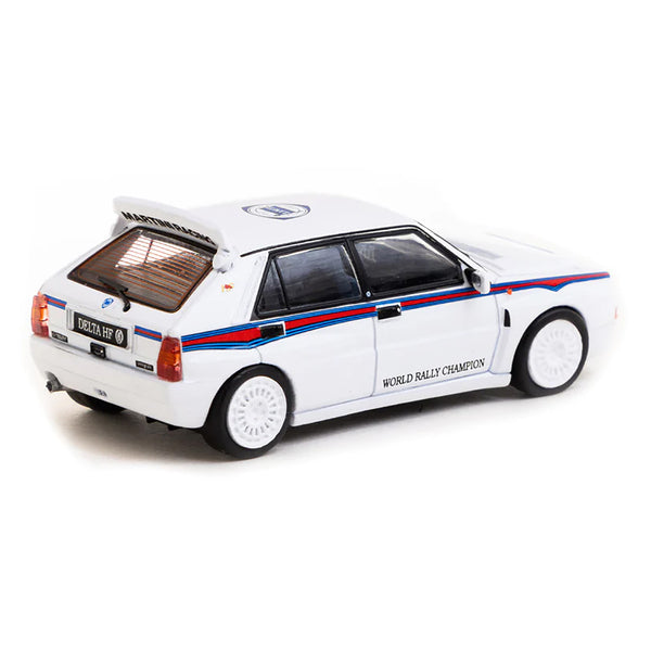 Lancia Delta HF Integrale White with Red and Blue Stripes "Martini 6 - World Rally Champion" "Road64" Series 1/64 Diecast Model Car by Tarmac Works