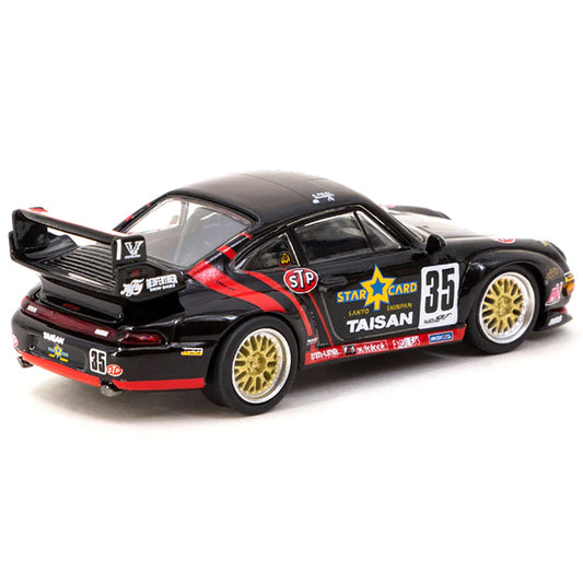 Porsche 911 GT2 #35 "Taisan - Starcard" Black "Collab64" Series 1/64 Diecast Model Car by Schuco & Tarmac Works