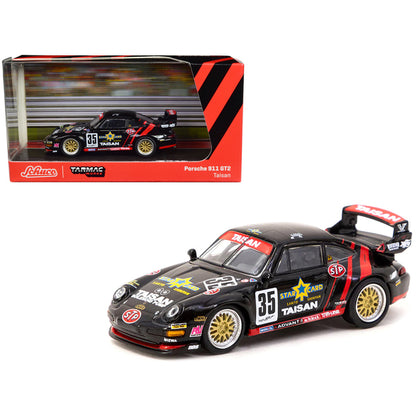 Porsche 911 GT2 #35 "Taisan - Starcard" Black "Collab64" Series 1/64 Diecast Model Car by Schuco & Tarmac Works