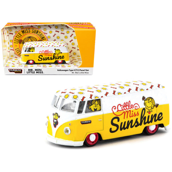 Volkswagen Type II (T1) Panel Van "Little Miss Sunshine" Yellow and White "Mr. Men & Little Miss" "Collab64" Series 1/64 Diecast Model Car by Schuco & Tarmac Works