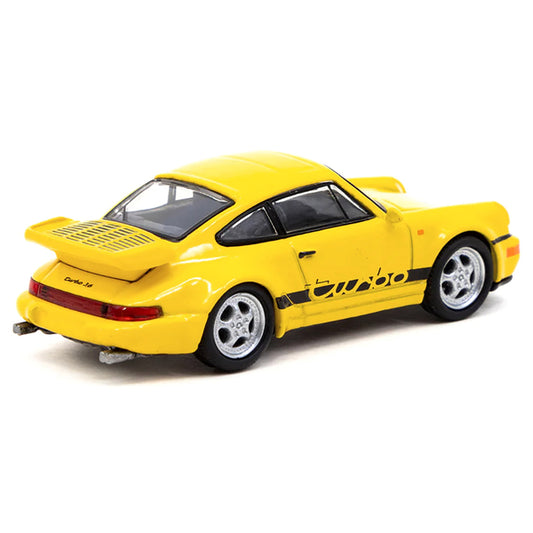 Porsche 911 Turbo Yellow with Black Stripes "Collab64" Series 1/64 Diecast Model Car by Schuco & Tarmac Works