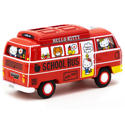 Volkswagen Type II (T2) Van Red "Hello Kitty Capsule School Bus" "Collab64" Series 1/64 Diecast Model Car by Schuco & Tarmac Works