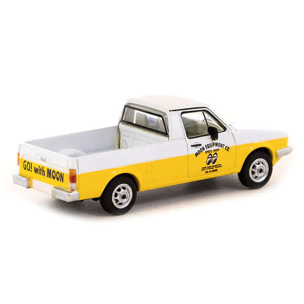 Volkswagen Caddy Pickup Truck White and Yellow "Moon Equipment Co. - Mooneyes" "Collab64" Series 1/64 Diecast Model Car by Schuco & Tarmac Works