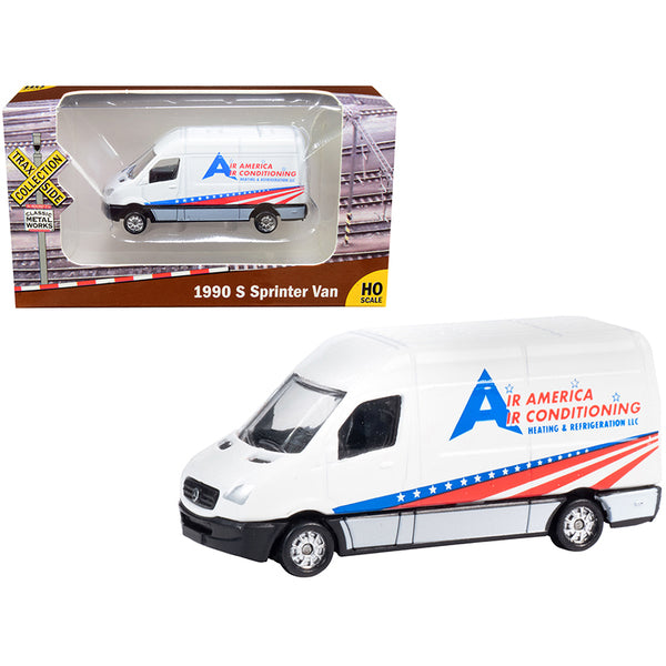 1990 Mercedes Benz Sprinter Van White "Air America Air Conditioning Heating & Refrigeration LLC" "TraxSide Collection" 1/87 (HO) Scale Diecast Model by Classic Metal Works