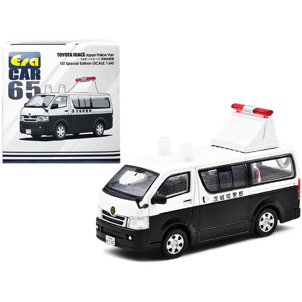 Toyota Hiace Japan Police Van White and Black "1st Special Edition" 1/64 Diecast Model Car by Era Car