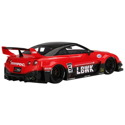 Nissan 35GT-RR Ver.1 LB-Silhouette Works GT #5 RHD (Right Hand Drive) LBWK Red and Black 1/18 Model Car by Top Speed