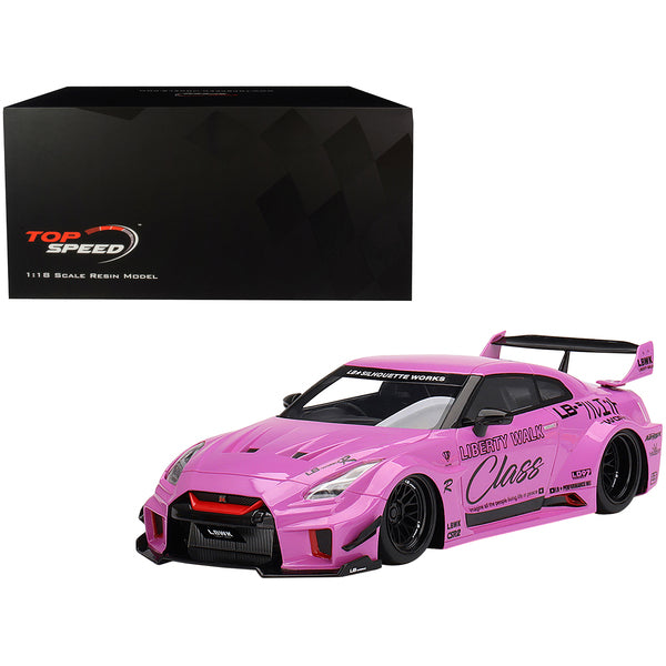 Nissan 35GT-RR Ver. 1 LB-Silhouette Works GT RHD (Right Hand Drive) "Class" Pink with Graphics 1/18 Model Car by Top Speed