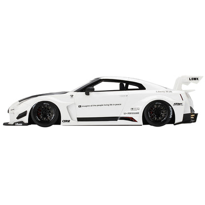 Nissan 35GT-RR Ver. 2 LB-Silhouette Works GT RHD (Right Hand Drive) White with Black Hood and Top 1/18 Model Car by Top Speed