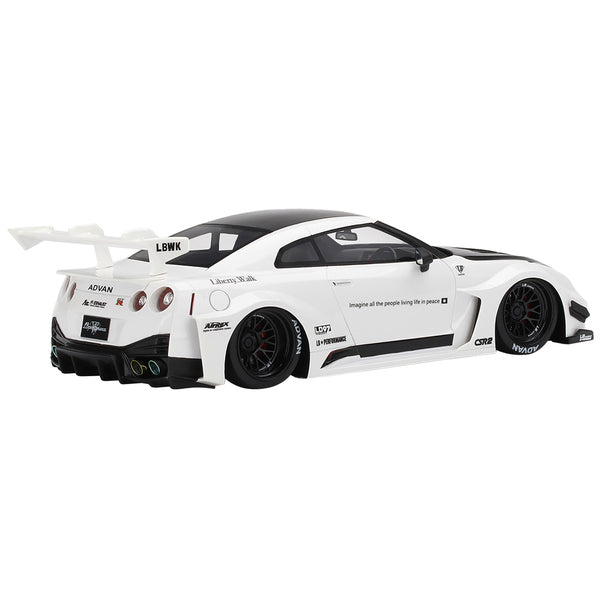 Nissan 35GT-RR Ver. 2 LB-Silhouette Works GT RHD (Right Hand Drive) White with Black Hood and Top 1/18 Model Car by Top Speed