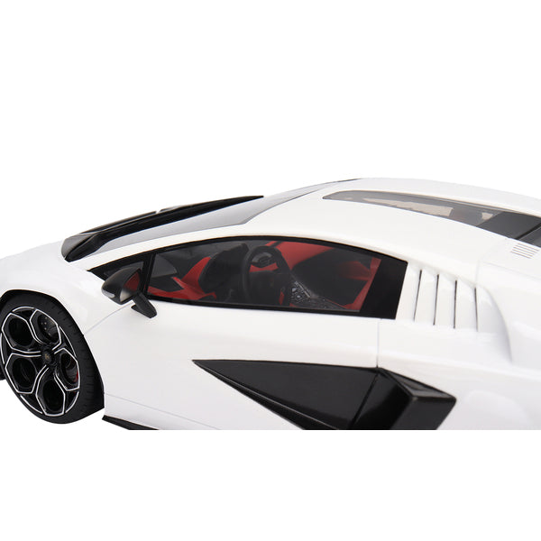 Lamborghini Countach LPI 800-4 Bianco Siderale White with Black Accents 1/18 Model Car by Top Speed