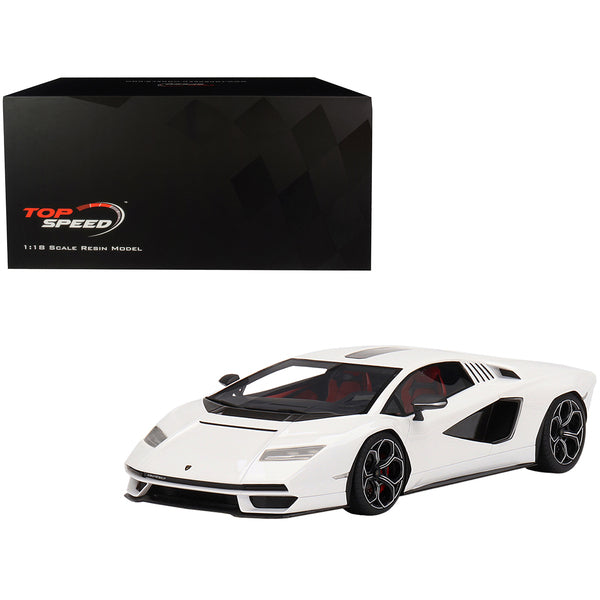 Lamborghini Countach LPI 800-4 Bianco Siderale White with Black Accents 1/18 Model Car by Top Speed