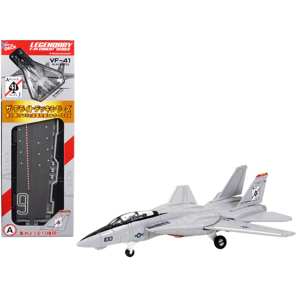 Grumman F-14 Tomcat Fighter Aircraft "VF-41 Black Aces" and Section A of USS Enterprise (CVN-65) Aircraft Carrier Display Deck "Legendary F-14 Tomcat" Series 1/200 Diecast Model by Forces of Valor