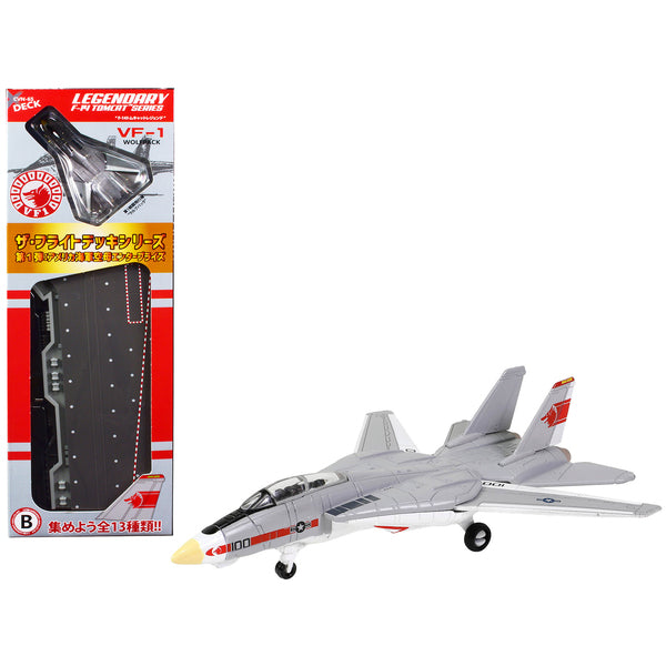 Grumman F-14 Tomcat Fighter Aircraft "VF-1 Wolfpack" and Section B of USS Enterprise (CVN-65) Aircraft Carrier Display Deck "Legendary F-14 Tomcat" Series 1/200 Diecast Model by Forces of Valor