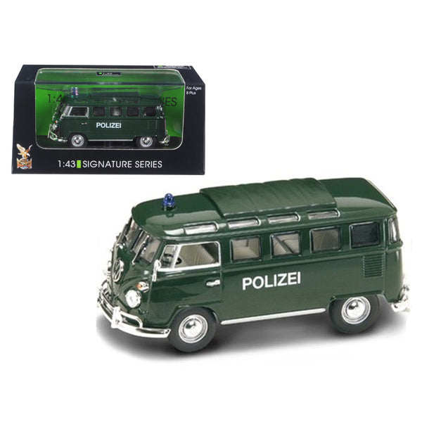 1962 Volkswagen Microbus Police Green 1/43 Diecast Car Model by Road Signature